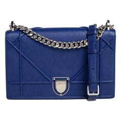 Dior Blue Leather Medium Diorama Flap Shoulder Bag