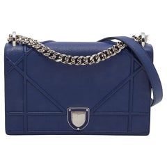 Dior Blue Leather Medium Diorama Flap Shoulder Bag