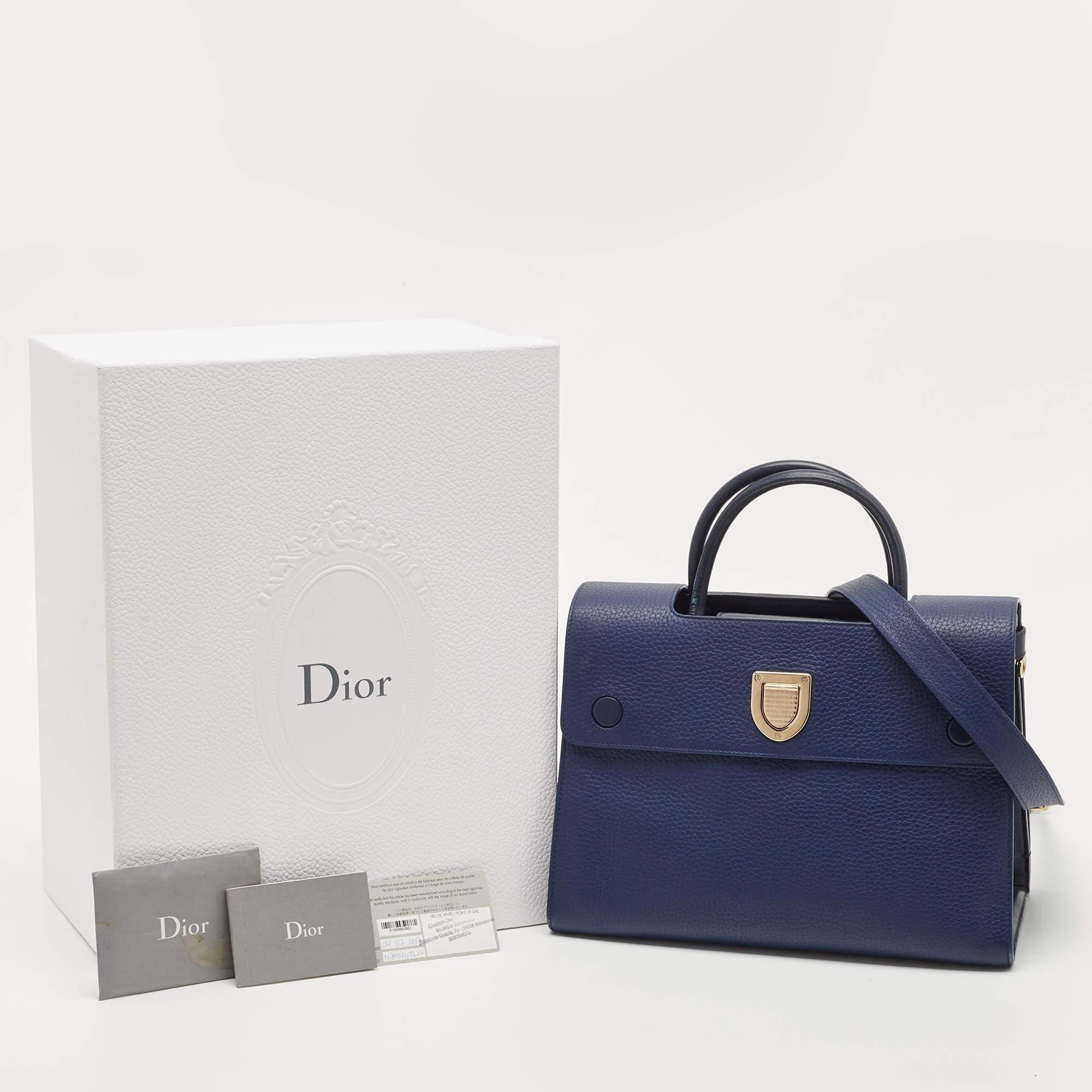 Dior - Sac Diorever moyen en cuir bleu en vente 6