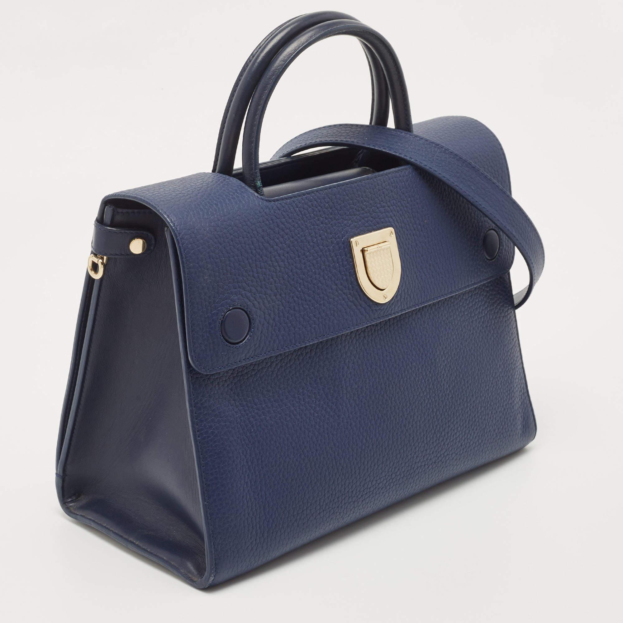 Dior Blue Leather Medium Diorever Bag In Good Condition For Sale In Dubai, Al Qouz 2