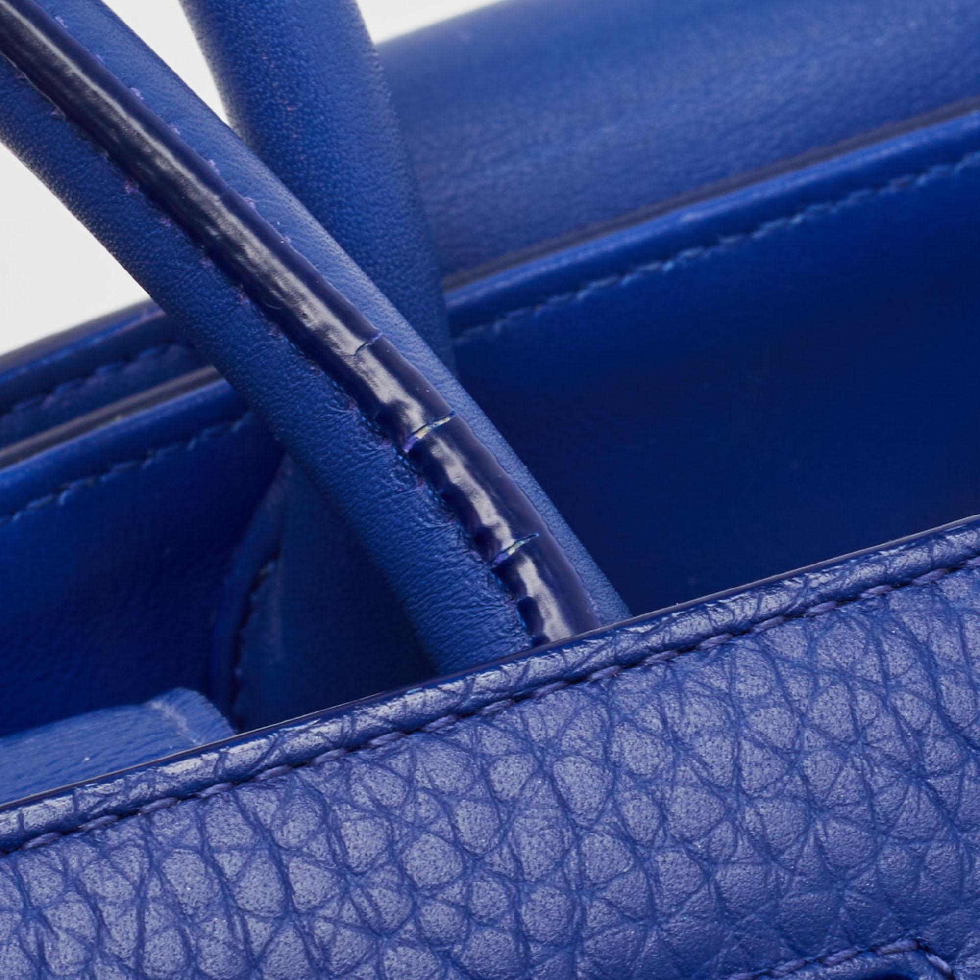 Dior Blue Leather Medium Diorever Tote For Sale 1