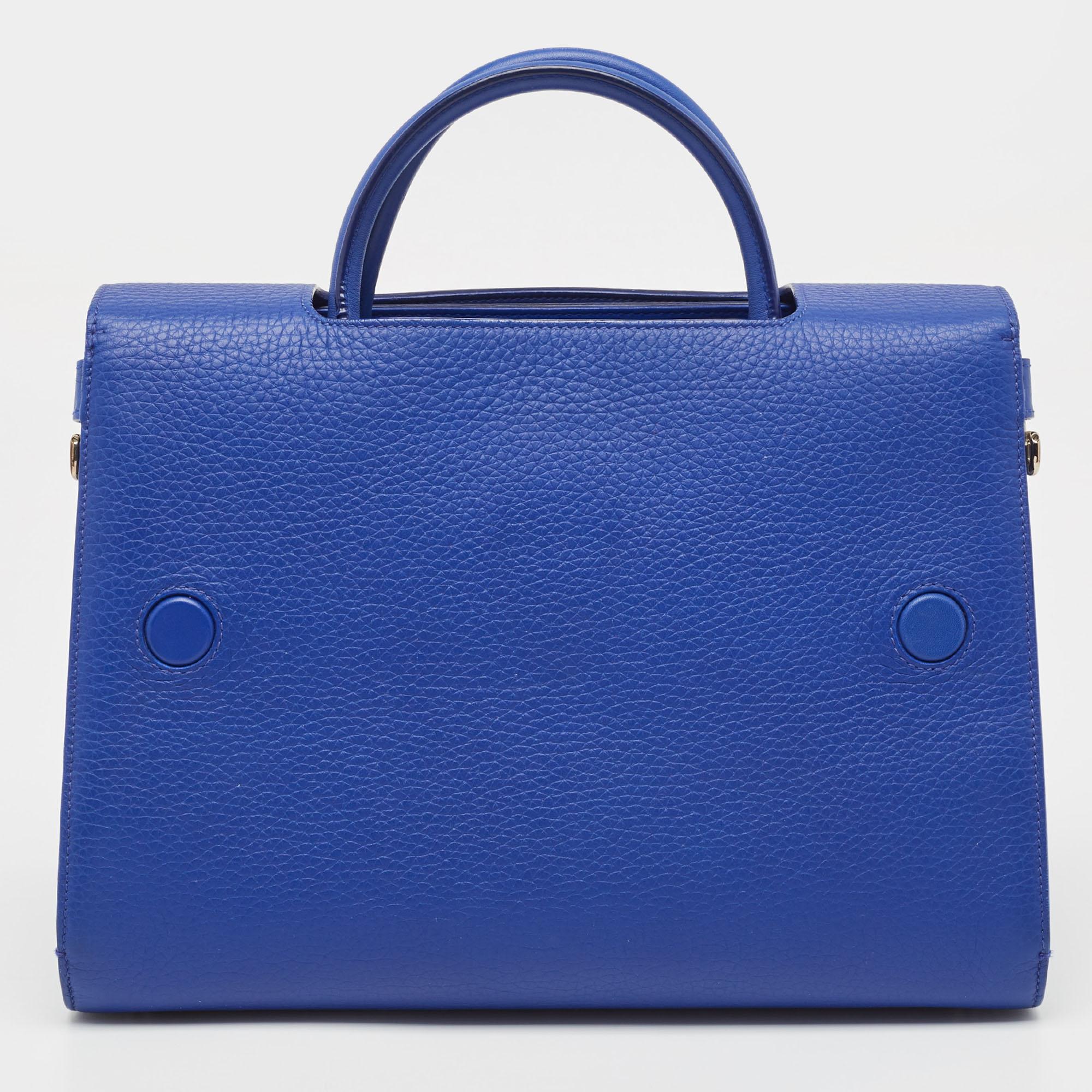 Dior - Fourre-tout moyen en cuir bleu Diorever en vente 2
