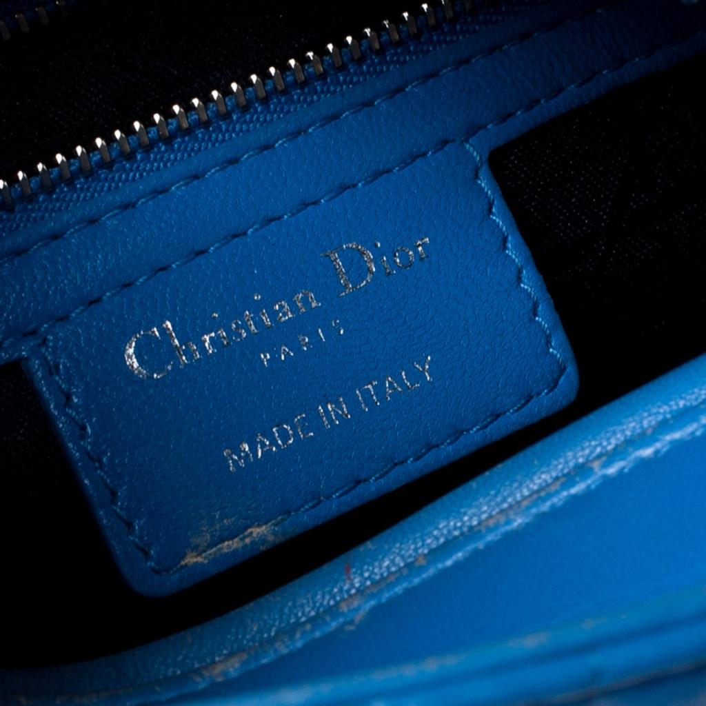Dior Blue Leather Medium Lady Dior Tote 6