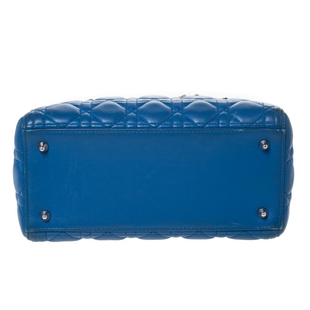 Dior Blue Leather Medium Lady Dior Tote 1