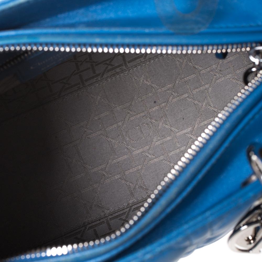 Dior Blue Leather Medium Lady Dior Tote 3