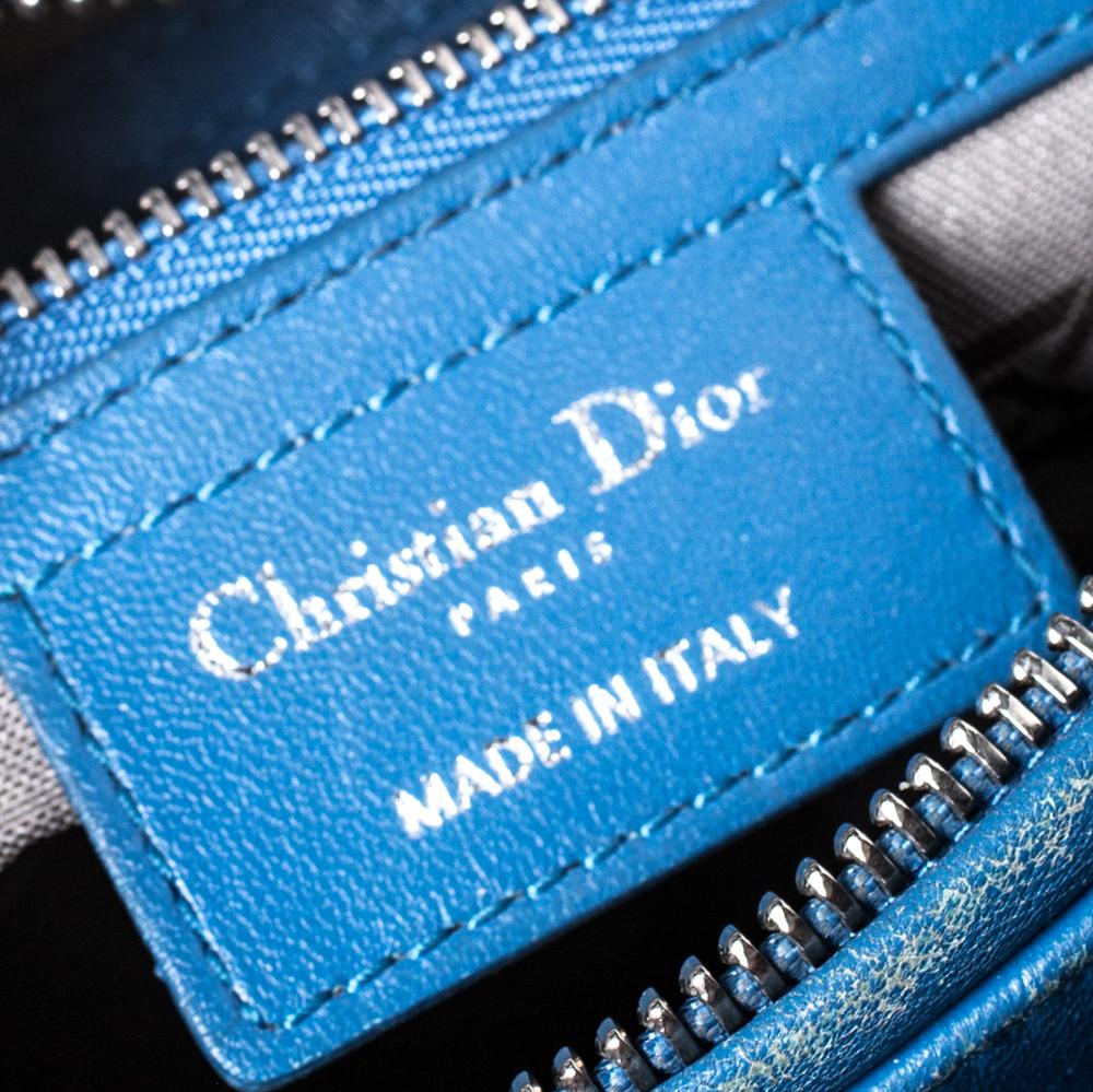 Dior Blue Leather Medium Lady Dior Tote 5