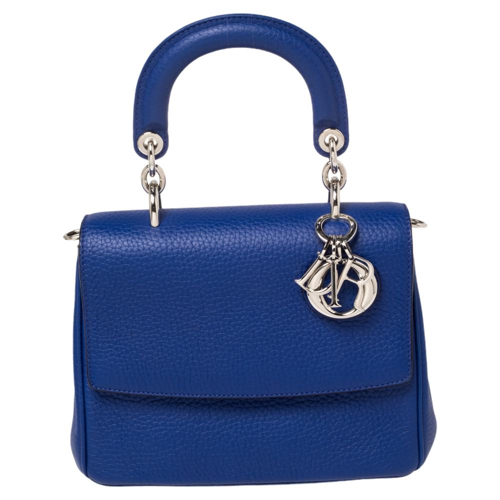 Dior Blue Leather Mini Be Dior Top Handle Bag at 1stDibs