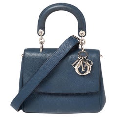 Dior Blue Leather Mini Be Dior Top Handle Bag