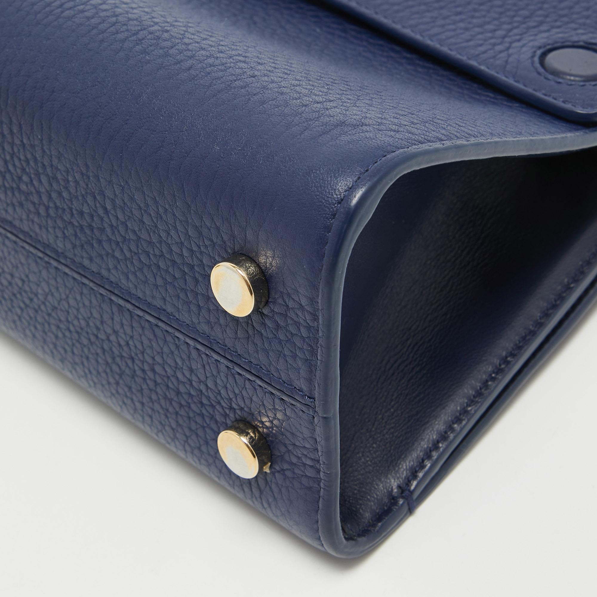 Dior Blue Leather Mini Diorever Top Handle Bag 8