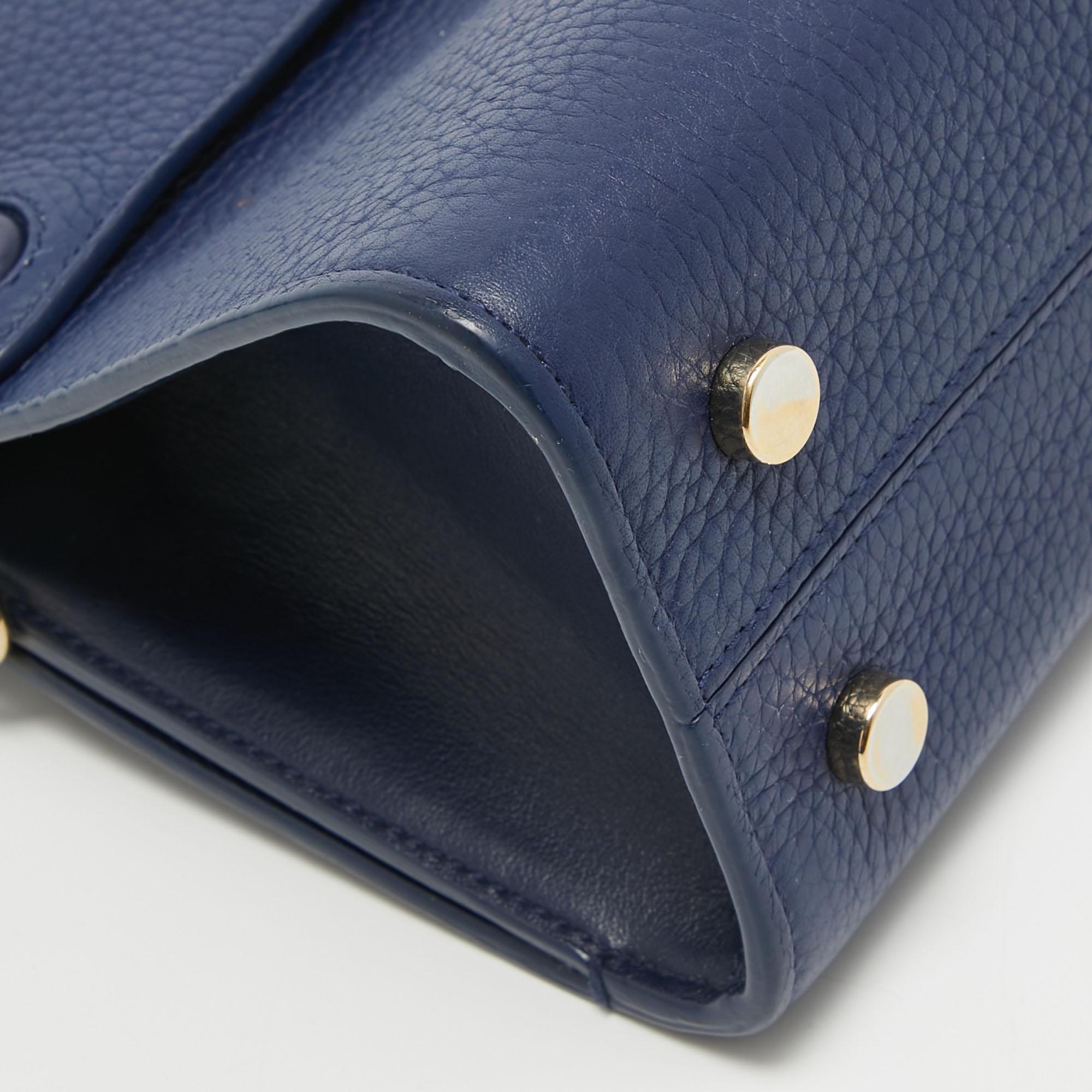 Dior Blue Leather Mini Diorever Top Handle Bag 9