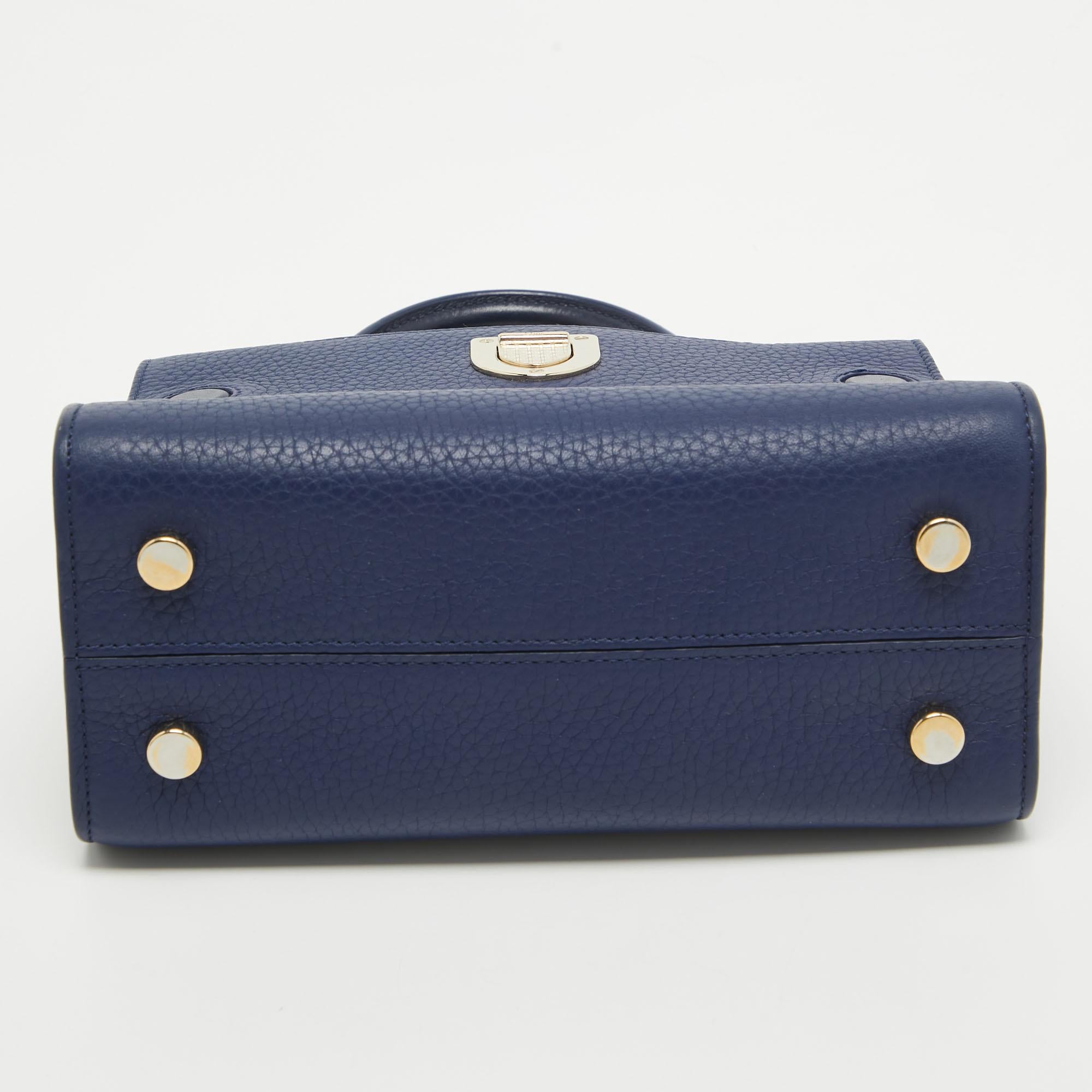 Dior Blue Leather Mini Diorever Top Handle Bag 10