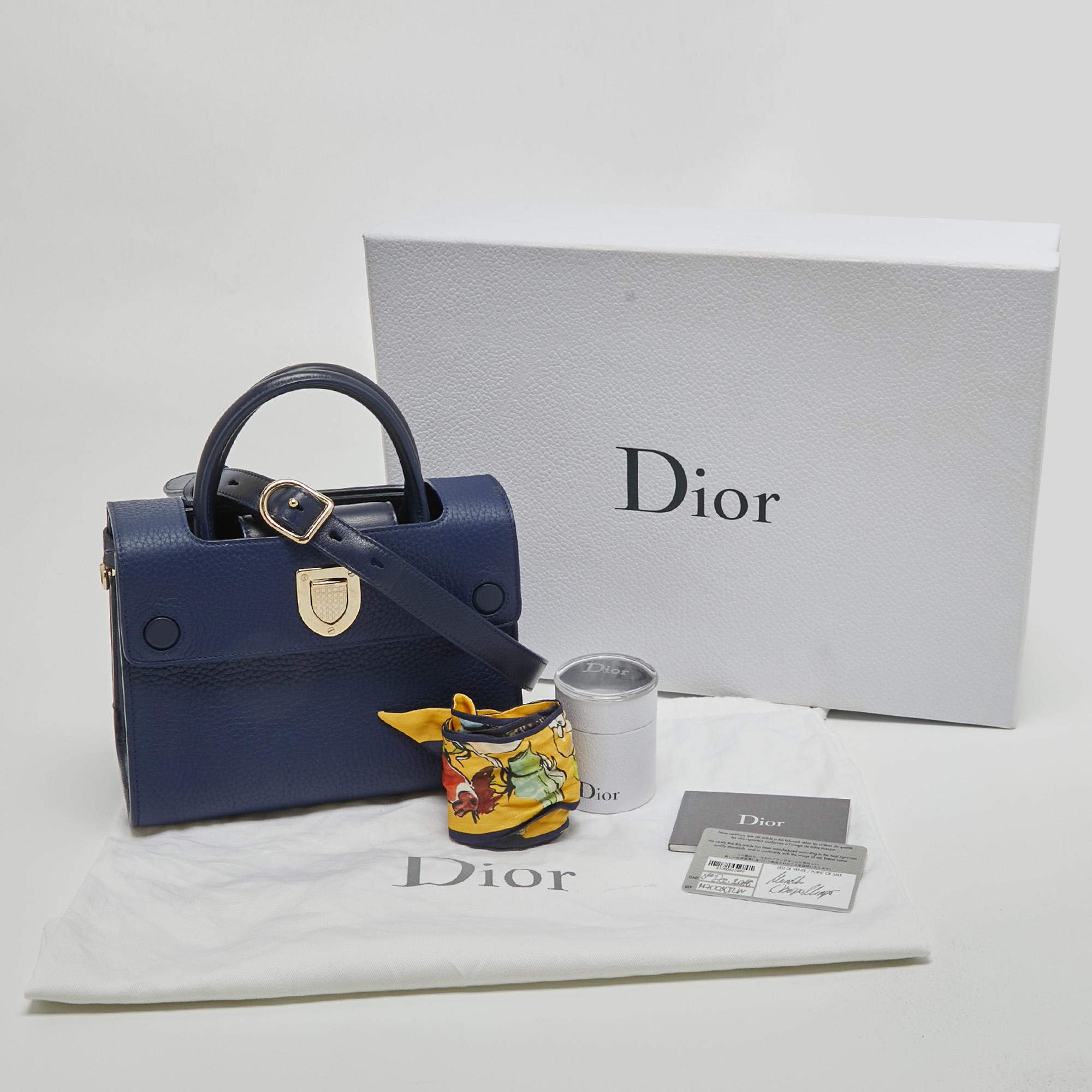 Dior Blue Leather Mini Diorever Top Handle Bag 11