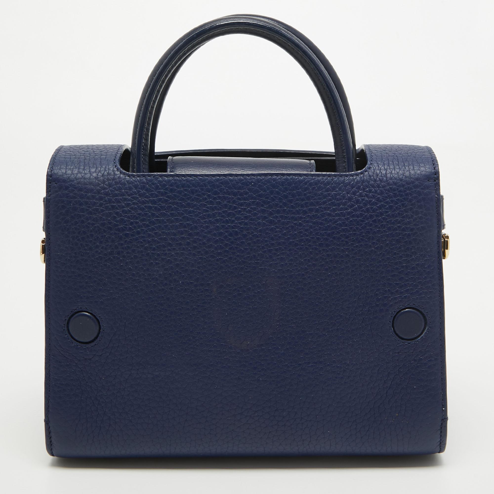 Dior Blue Leather Mini Diorever Top Handle Bag 1