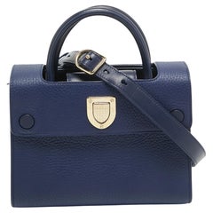 Dior Blue Leather Mini Diorever Top Handle Bag