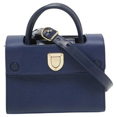 Dior Blaue Mini Diorever Top Handle Bag aus Leder