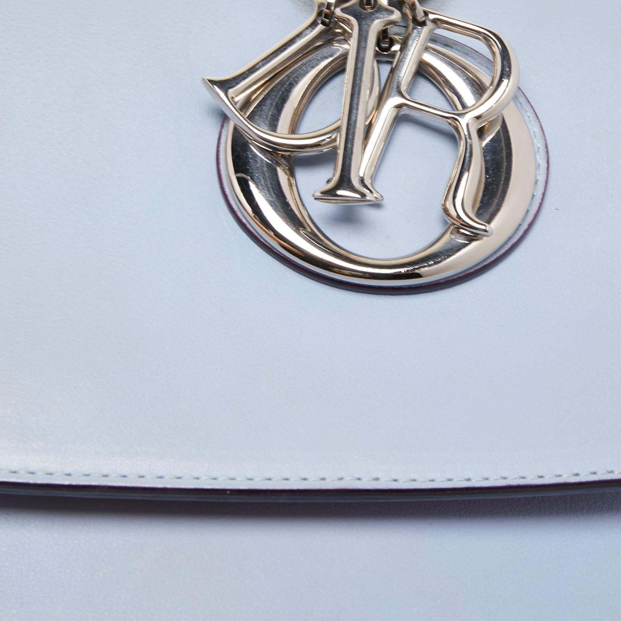 Dior Blue Leather Small Be Dior Flap Top Handle Bag For Sale 6