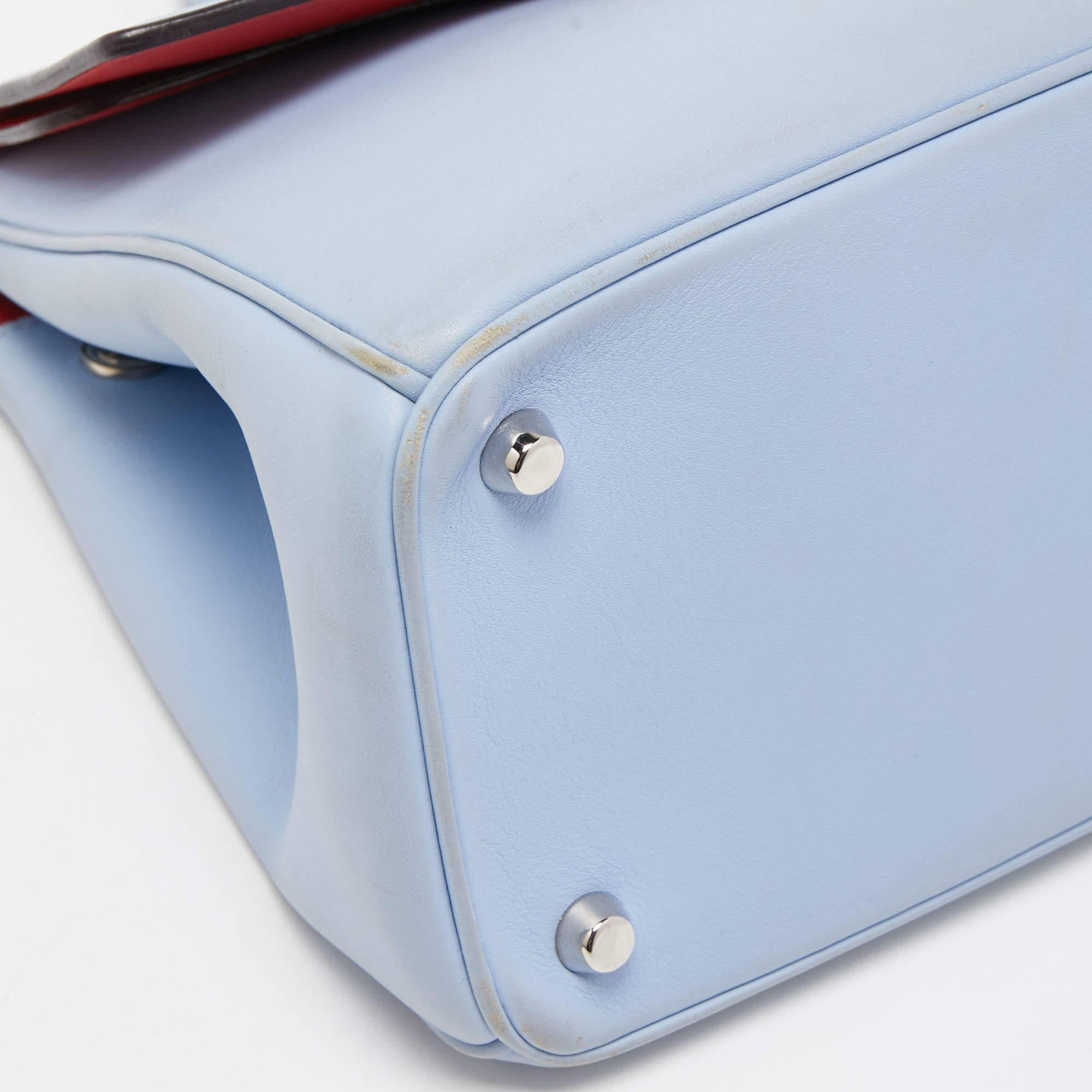 Dior Blue Leather Small Be Dior Flap Top Handle Bag For Sale 10