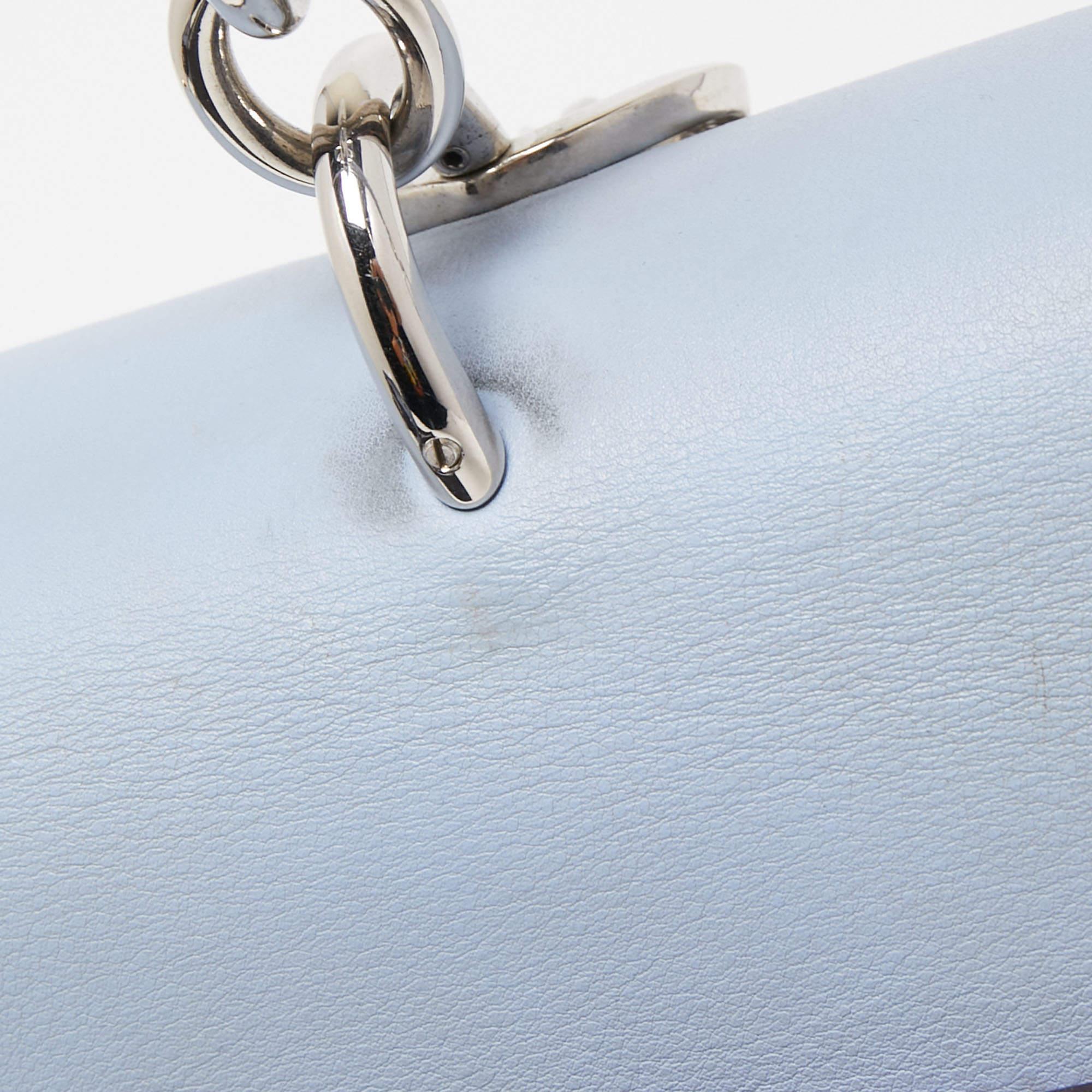 Dior Blue Leather Small Be Dior Flap Top Handle Bag For Sale 12