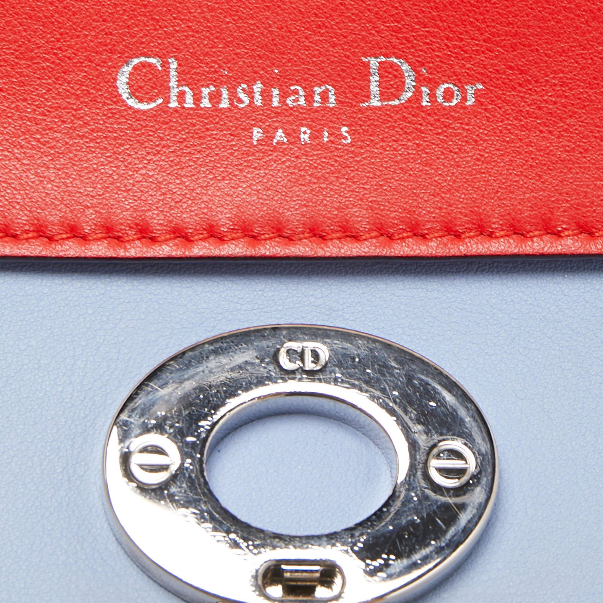 Dior Blue Leather Small Be Dior Flap Top Handle Bag For Sale 15
