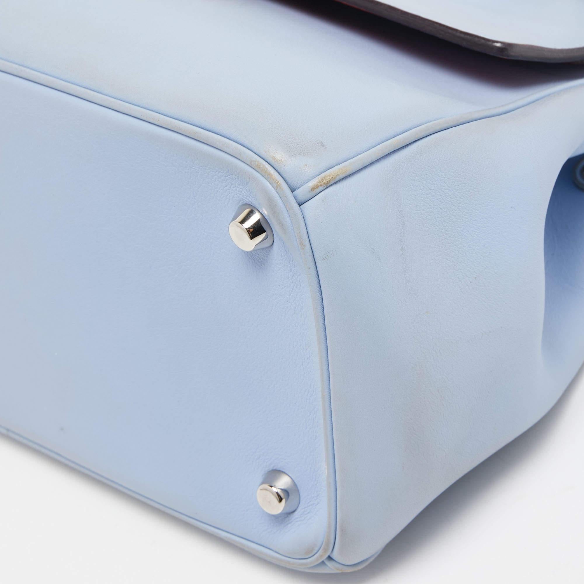 Dior Blue Leather Small Be Dior Flap Top Handle Bag For Sale 2