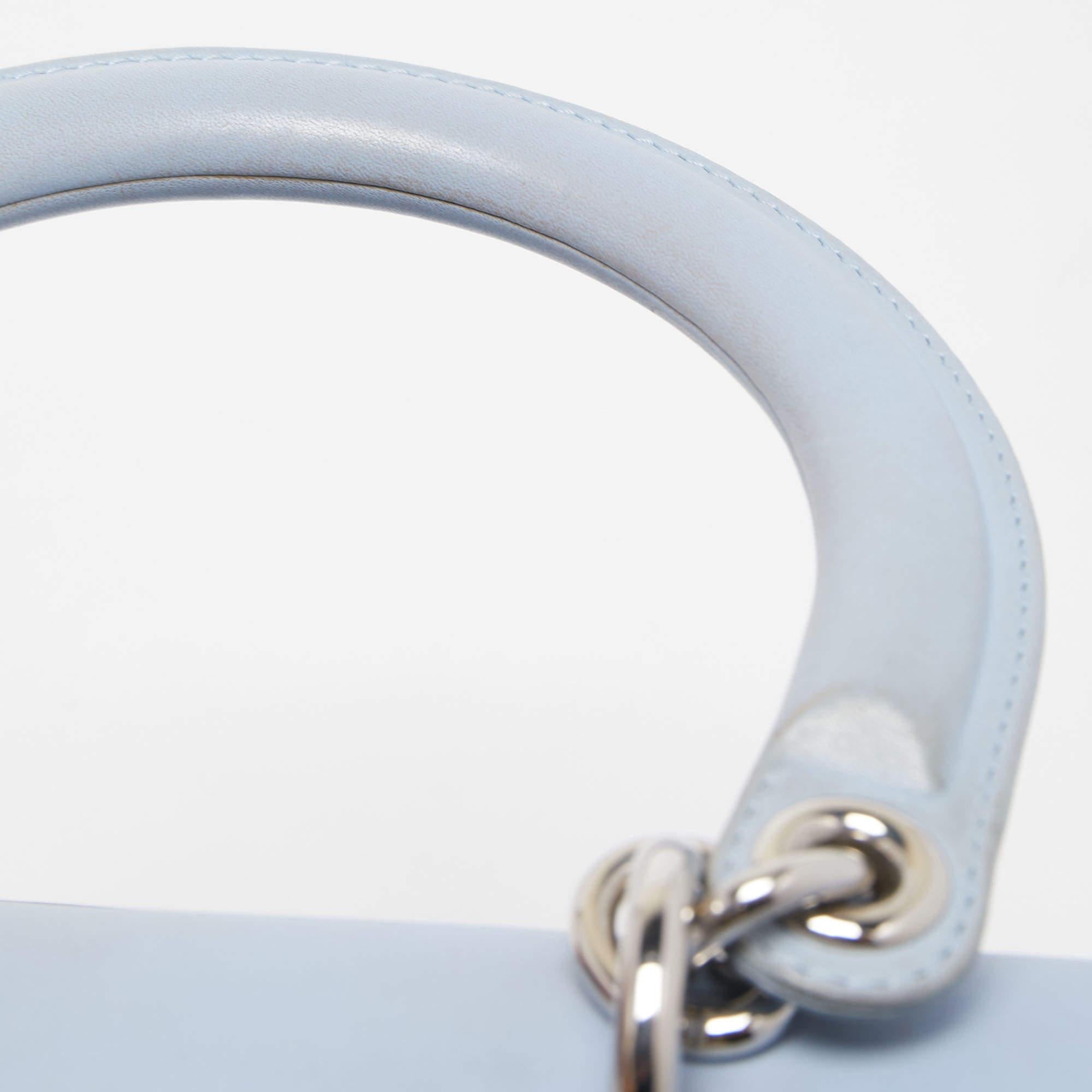 Dior Blue Leather Small Be Dior Flap Top Handle Bag For Sale 3