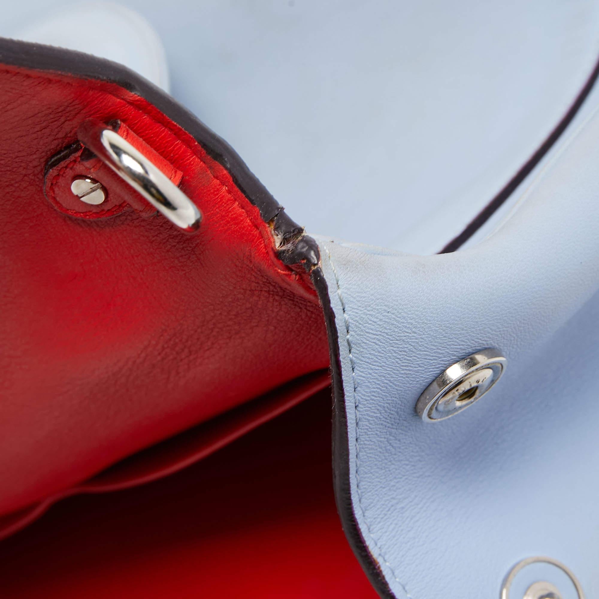 Dior Blue Leather Small Be Dior Flap Top Handle Bag For Sale 4