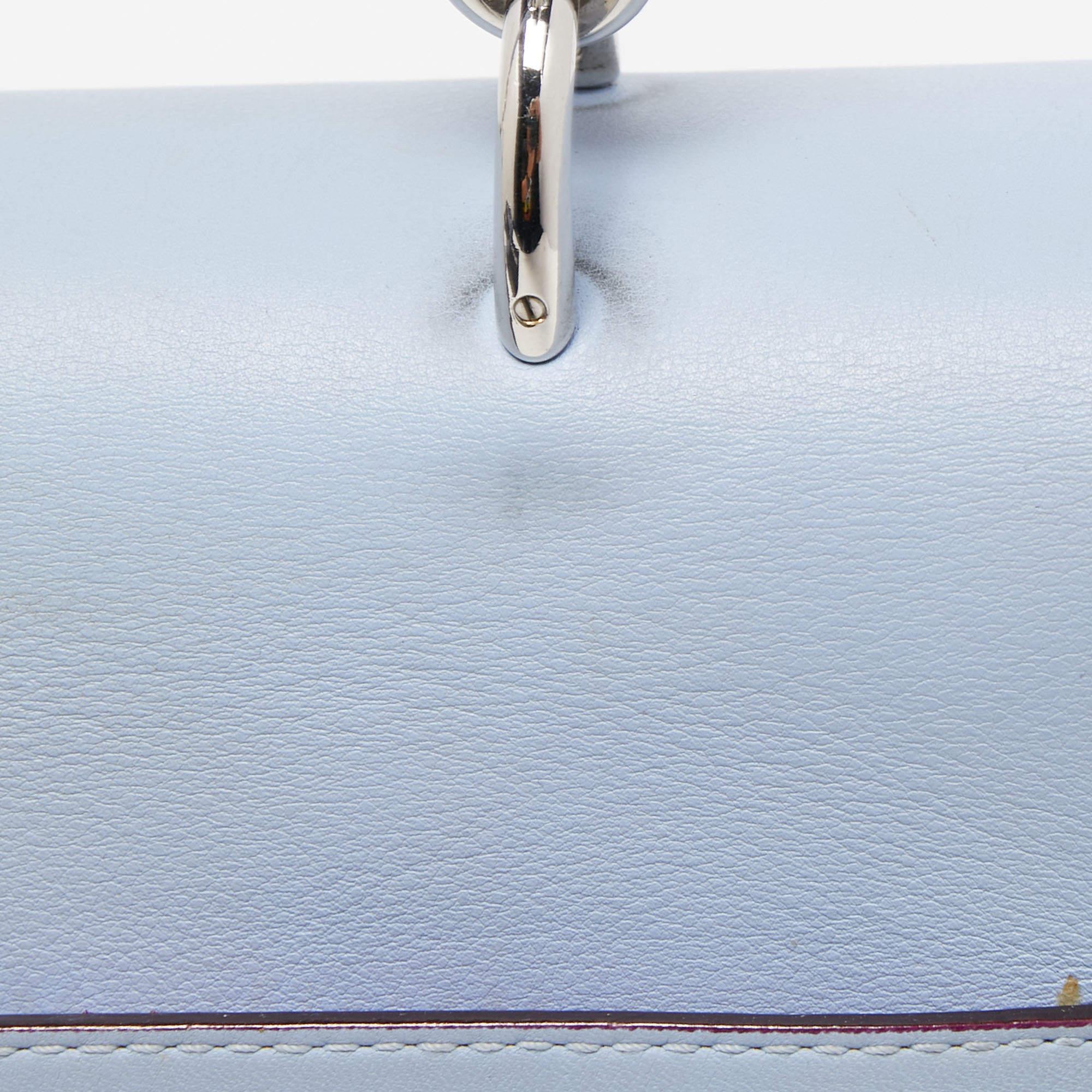 Dior Blue Leather Small Be Dior Flap Top Handle Bag For Sale 5