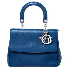 Dior Blue Leather Small Be Dior Flap Top Handle Bag