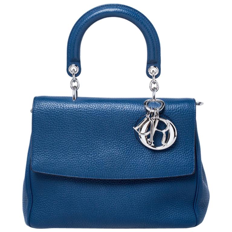 Dior Blue Leather Small Be Dior Flap Top Handle Bag