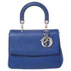 Dior Blue Leather Small Be Dior Flap Top Handle Bag