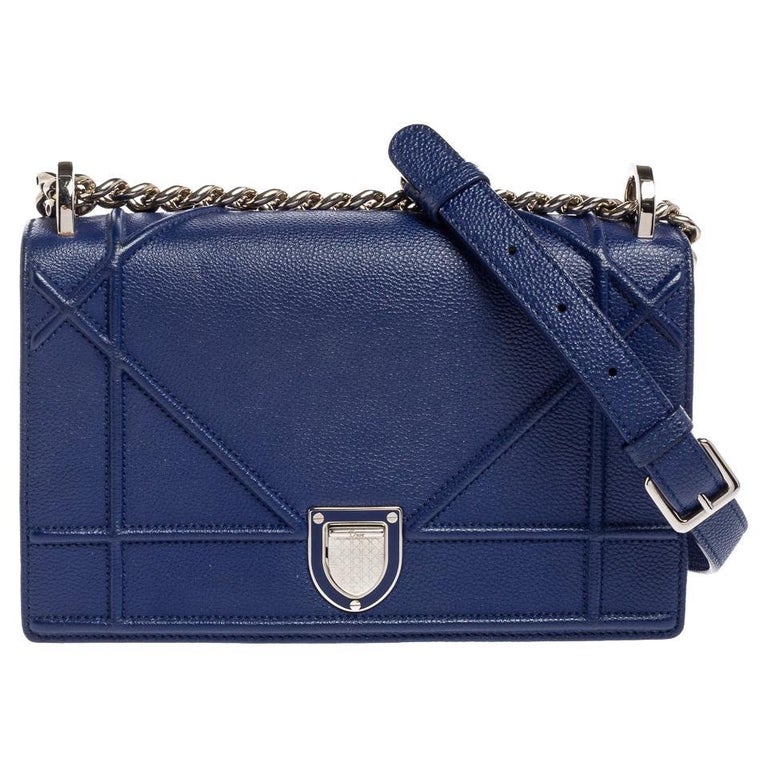 Dior Blue Leather Small Diorama Shoulder Bag at 1stDibs