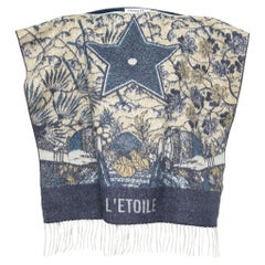 Dior Blue L'Etoile Cashmere Fringed Poncho One Size