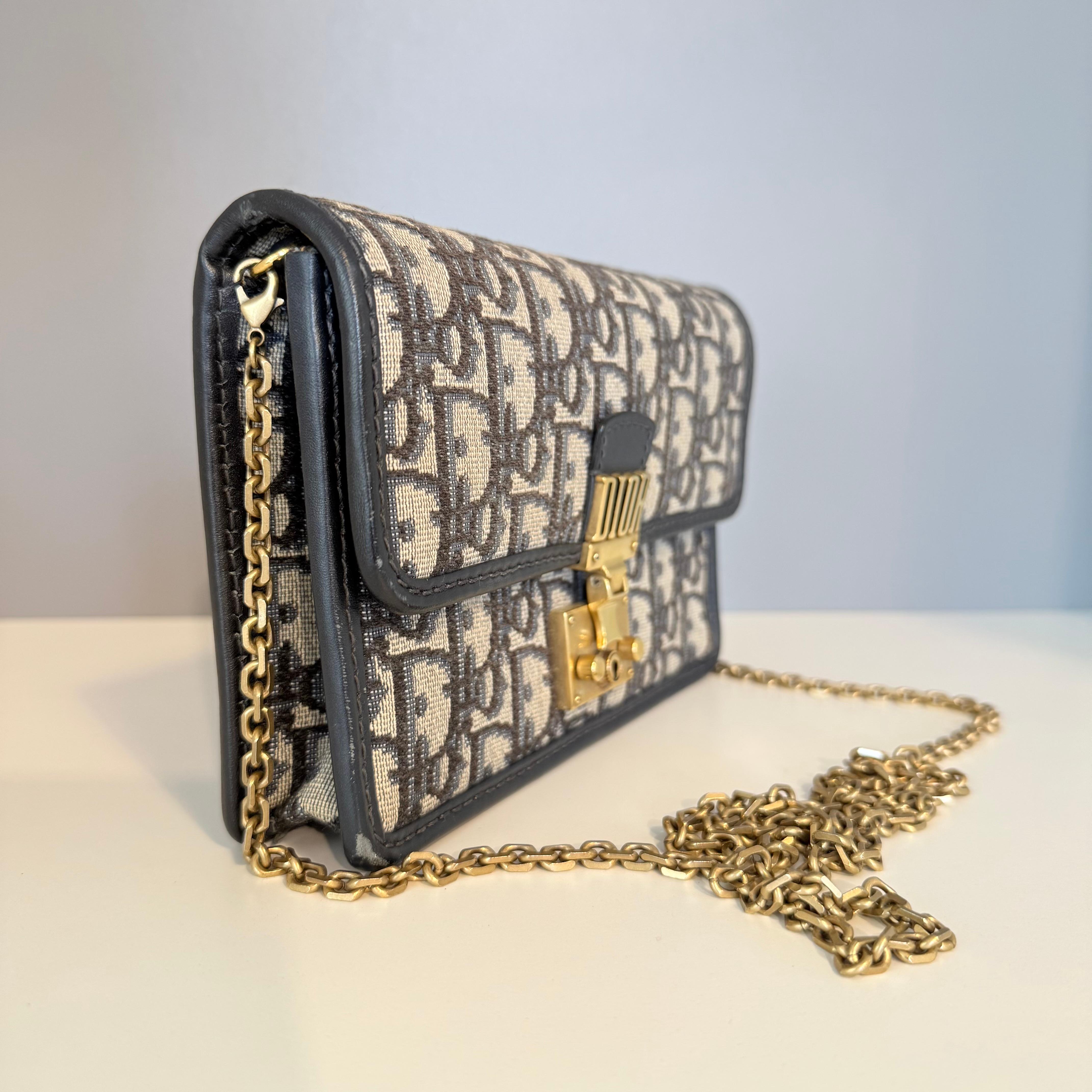 Nero Borsa Dior Bandouliere in lino blu in vendita