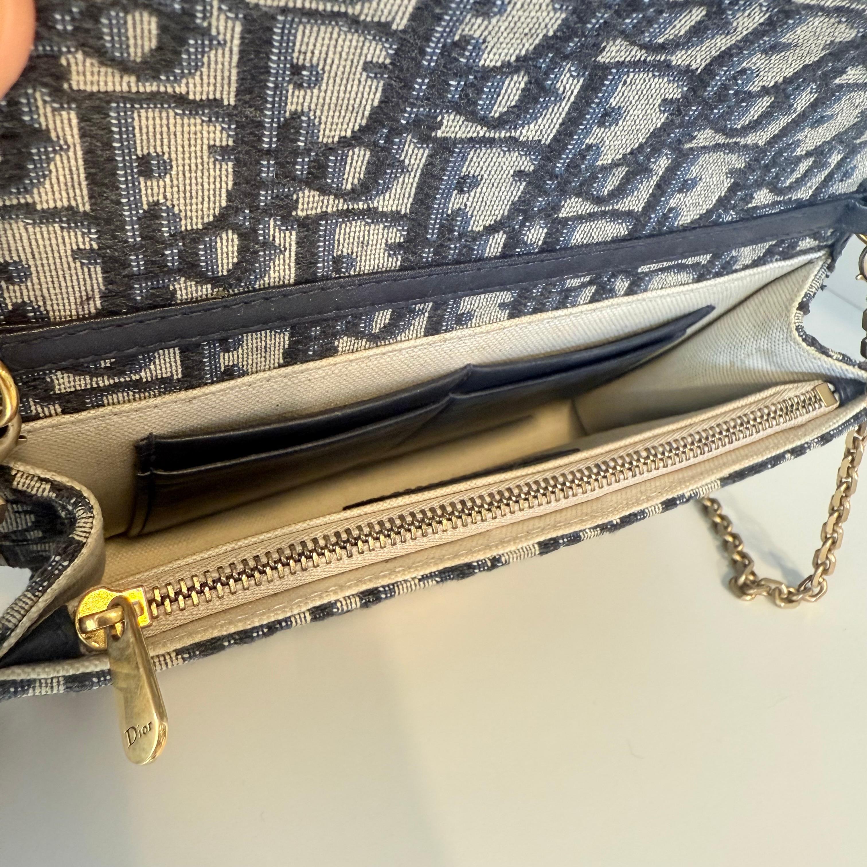 Borsa Dior Bandouliere in lino blu in vendita 2
