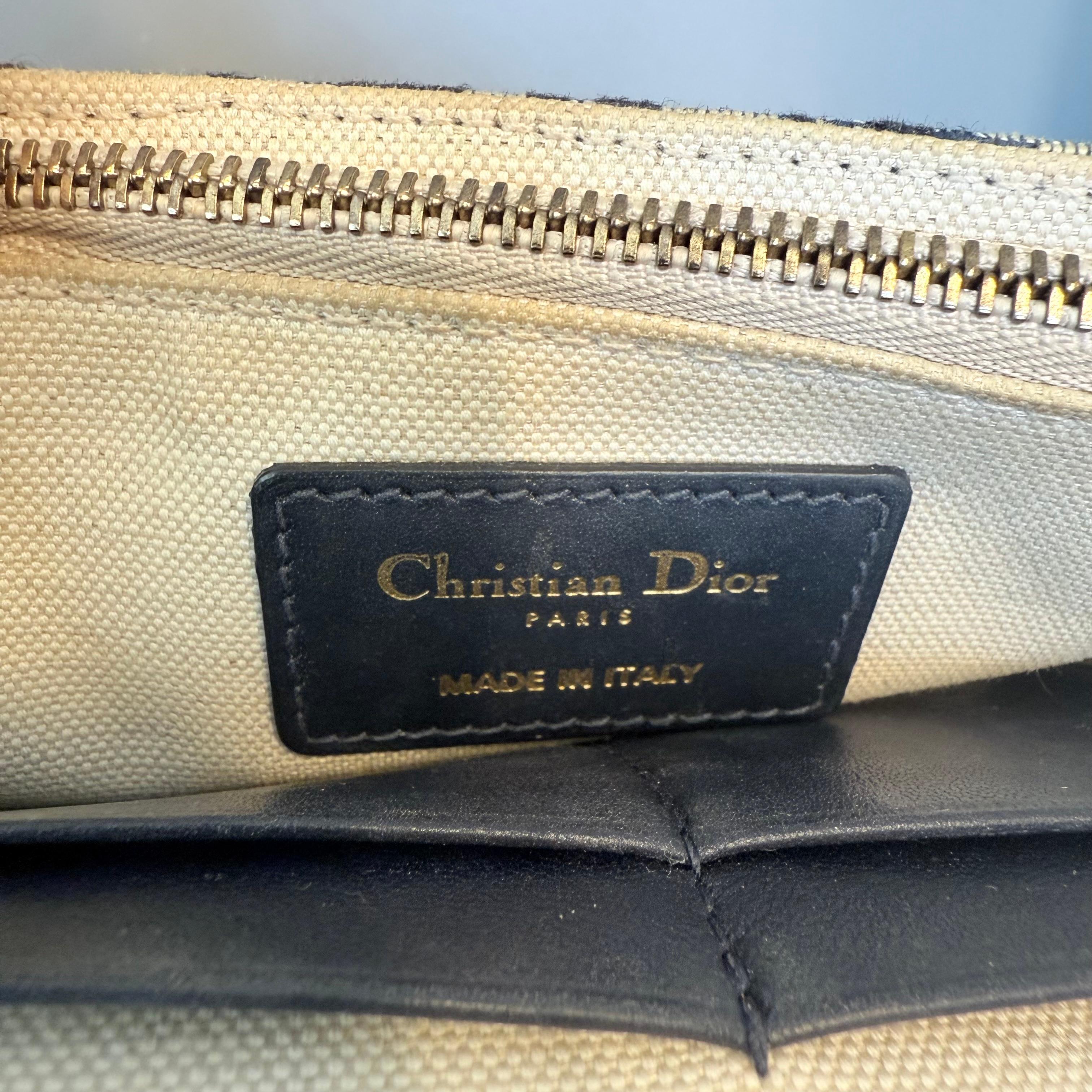 Borsa Dior Bandouliere in lino blu in vendita 3