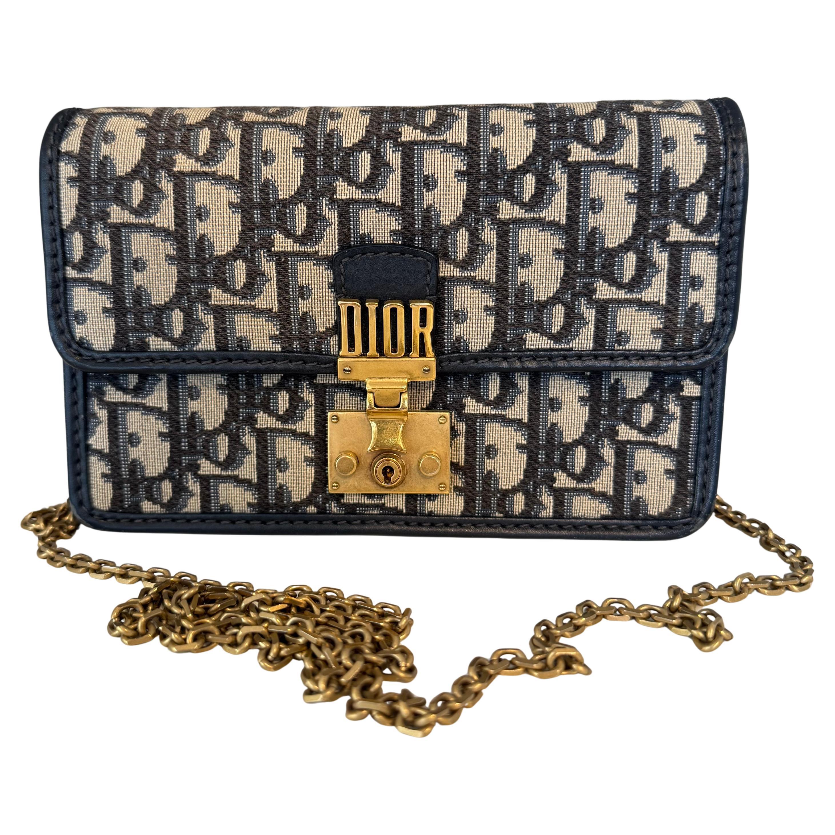 Borsa Dior Bandouliere in lino blu in vendita