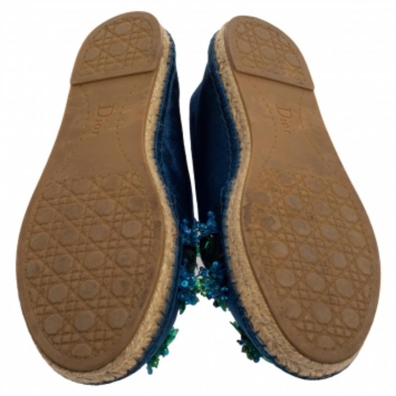 Women's Dior Blue Mesh Espadrille Slip On Ballet Flats Size 39 For Sale