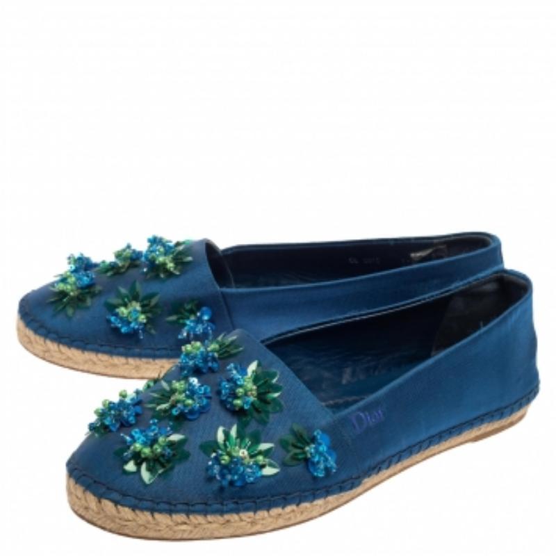 Dior Blue Mesh Espadrille Slip On Ballet Flats Size 39 For Sale 1