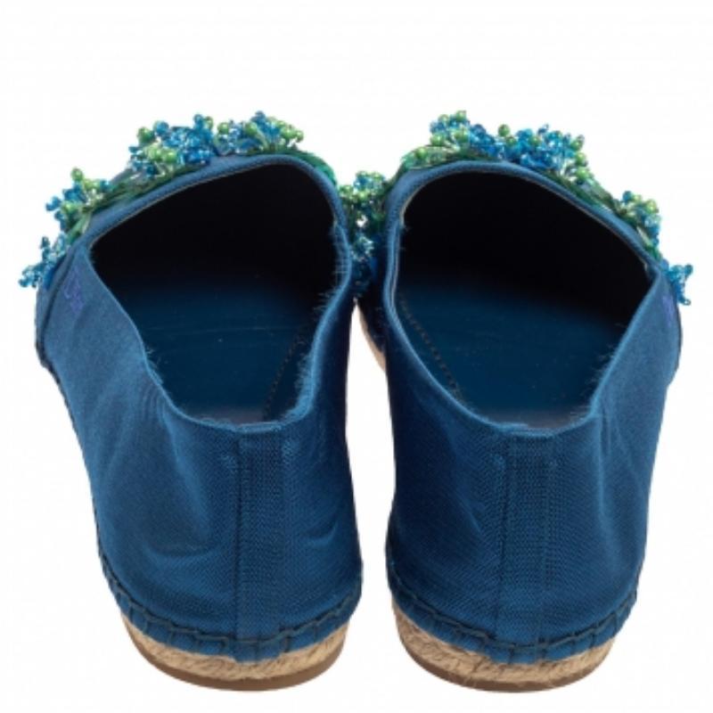 Dior Blue Mesh Espadrille Slip On Ballet Flats Size 39 For Sale 2