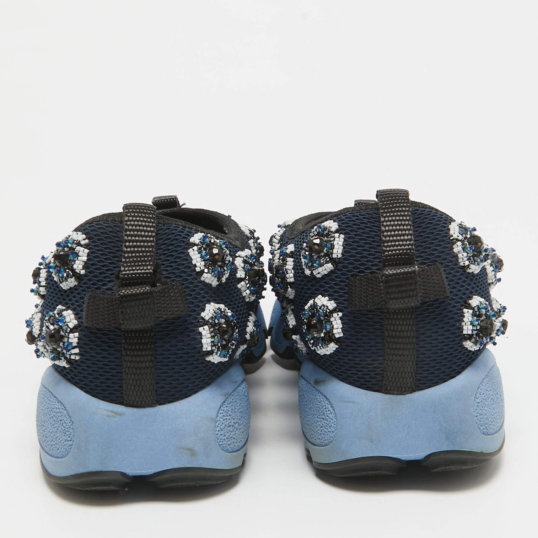 Dior Baskets Fusion en maille bleue, taille 34,5 Pour femmes en vente