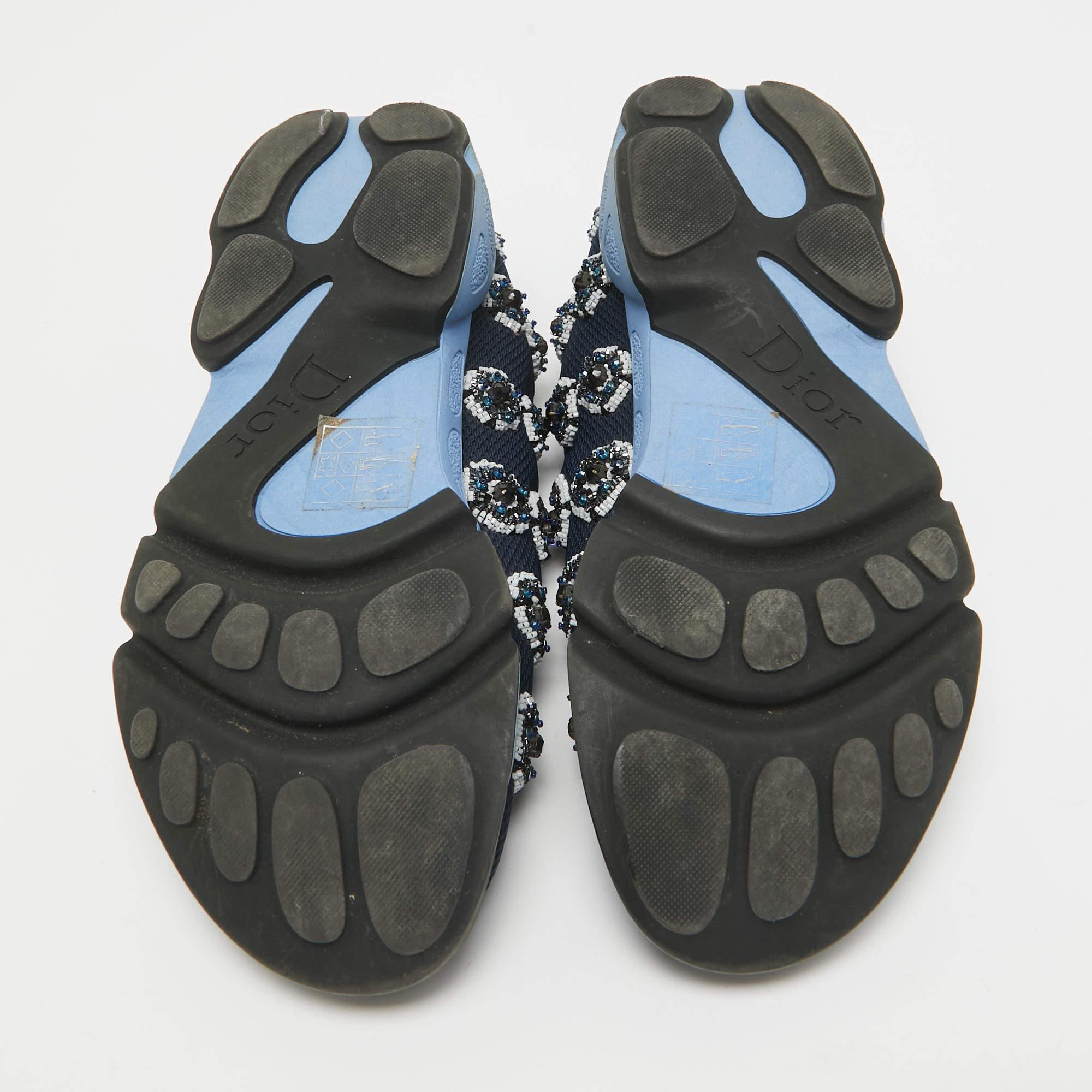Dior Baskets Fusion en maille bleue, taille 34,5 en vente 1