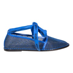 Dior Blue Mesh J'Adior Lace Tie Flats Size IT 37