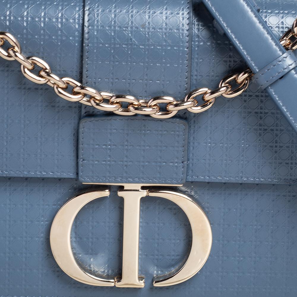 Gray Dior Blue Micro Cannage Leather 30 Montaigne Shoulder Bag