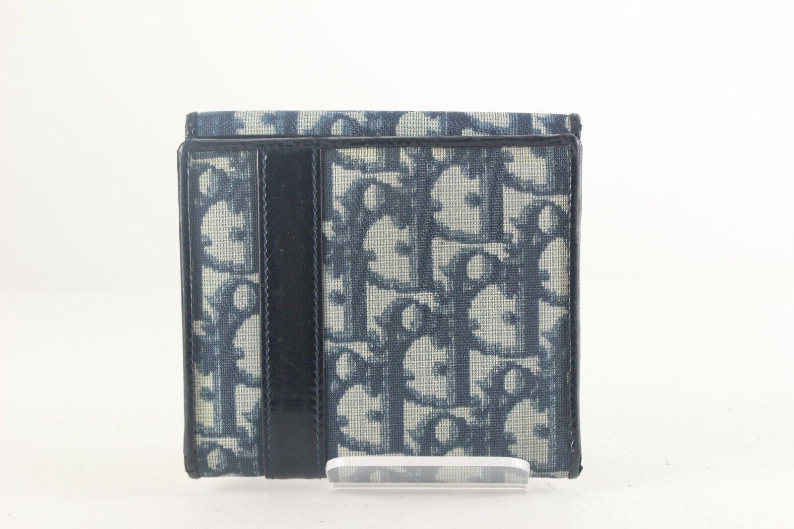 DIOR Blue Monogram Trotter D Charm Compact Wallet 1D726K 5