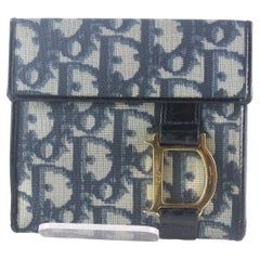 DIOR Blue Monogram Trotter D Charm Compact Wallet 1D726K