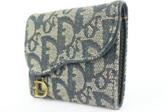 Dior Blue Monogram Trotter Saddle Compact Wallet 11dior119