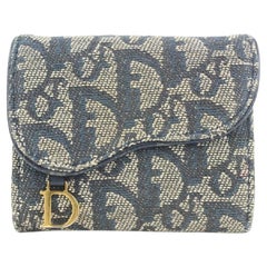 Vintage Dior Blue Monogram Trotter Saddle Compact Wallet 11dior119