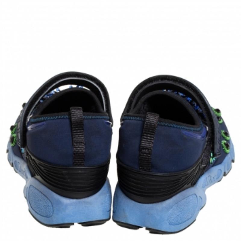 Dior Blue Nylon And Mesh Fusion Low Top Sneakers Size 36 For Sale 2