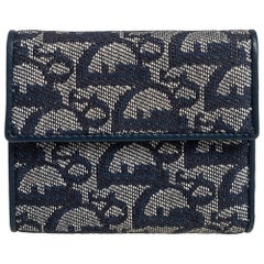 Dior Blue Oblique Canvas and Leather Flap Wallet