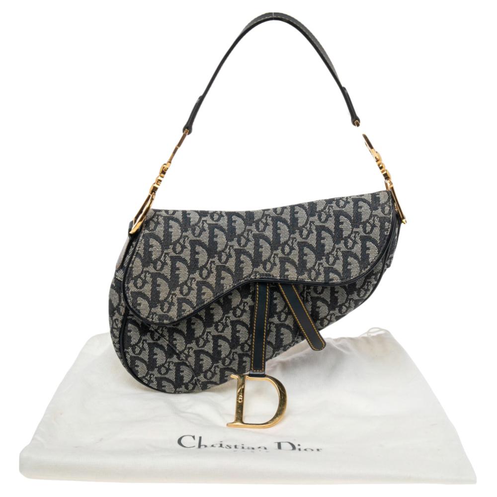 Dior Blue Oblique Canvas and Leather Saddle Bag 7